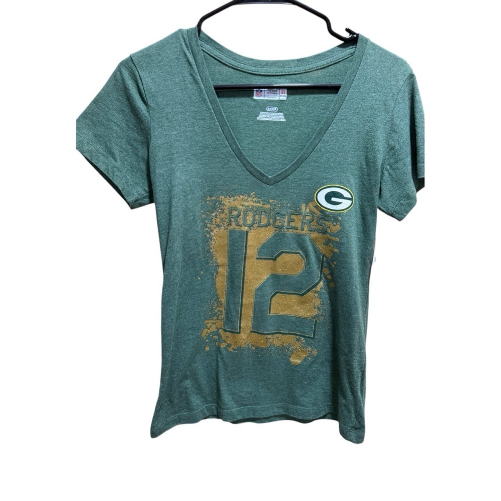 NFL Team Apparel Green Bay Packers Aaron Rodgers #12 V-Neck Tee Women’s S NWT